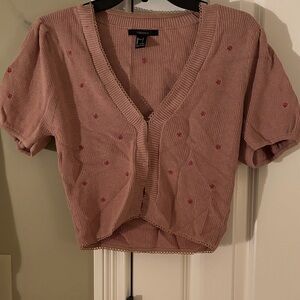 Forever 21 Blush Cardigan with Embroidered Accents